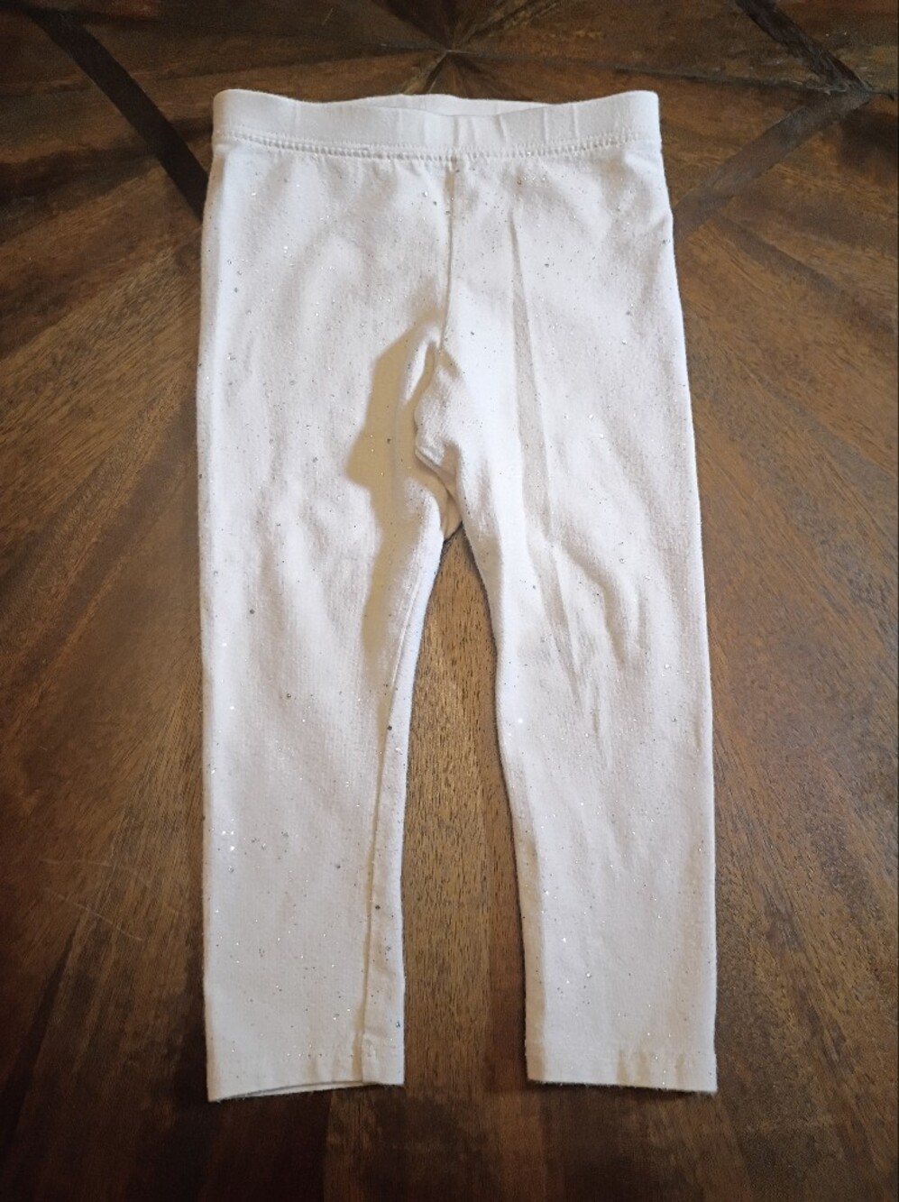 Cat & Jack Girls Glitter Leggings White Sparkle Stretch Pants Size 2T Toddler